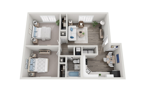 2 bedroom floor plan | 828 Sq. Ft. at Eastlake Gardens, Decatur, GA 30032